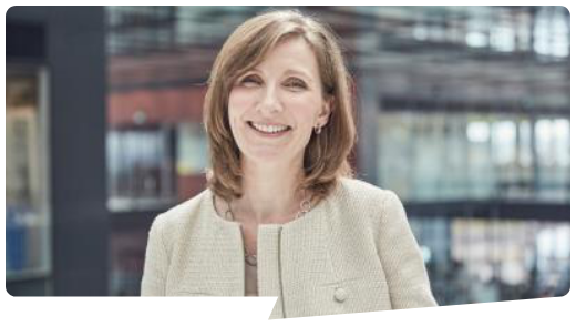 Dr Moira Gilchrist in a speech bubble